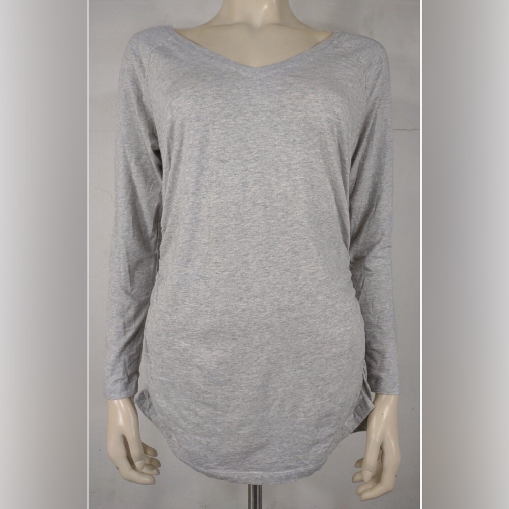 Sundance Long Sleeve Grey Tee Shirt with Ruched sides XS